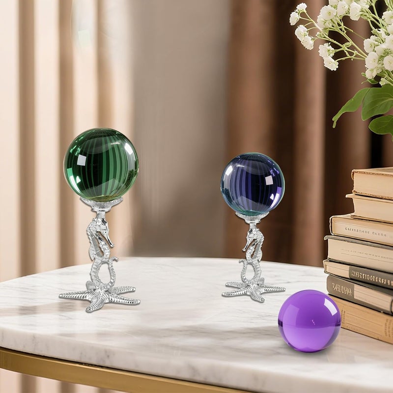 GeryVtee 4 PCS Metal Crystal Ball Stand Sphere Display Stand Crystal Holder Balls Ornament Rack Holder Metal Base Starfish Shape (Silver) - Image 4